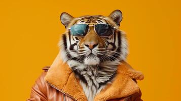 Generative AI, Cool Tiger A Majestic Feline in Stylish Shades photo