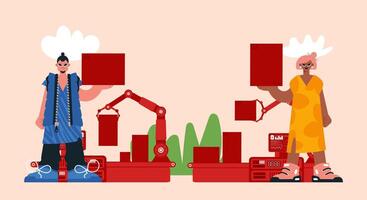 A Organize of the Advancement Bunch, Organizing Bundles Along Transport Lines, Gathering the Control of Individuals and Ampleness in Bringing Bundles to Your Doorstep. vector