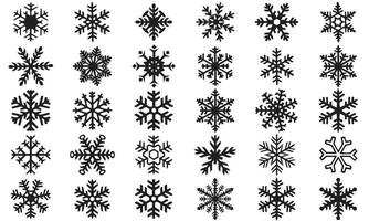 nieve icono vector. copo de nieve icono vector. vector negro copo de nieve íconos colocar.