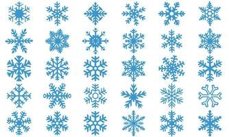 Set blue snowflake icons collection isolated on white background. snowflake icon vector. vector