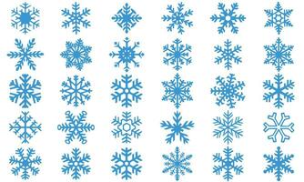 Set blue snowflake icons collection isolated on white background. snowflake icon vector. vector