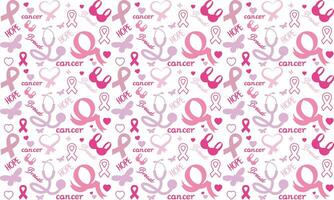 Breast cancer awareness month symbol emblem seamless pattern. vector.Breast cancer awareness pattern vector