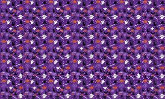 Halloween festive seamless pattern. Endless background with pumpkins, skulls, bats, spiders, ghosts, bones, candies, spider web and speech bubble with boo.Halloween vector seamless pattern