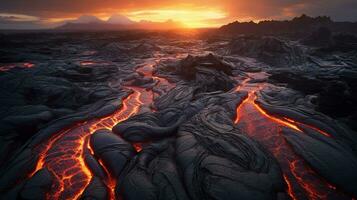 generativo ai, ardiente erupciones capturar el sorprendentes belleza de volcánico paisajes foto