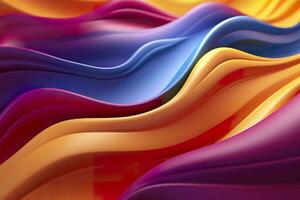 Abstract 3D Render. Colorful Background Design with Soft, Wavy Waves. Modern Abstract Wave Background. AI Generative photo