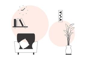 Interior in Lineart trendy style. background for presentations, posters and applications. Vector. vector
