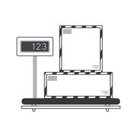 Scales with a load. The concept of delivery of cargo and parcels. Linear modern style. vector