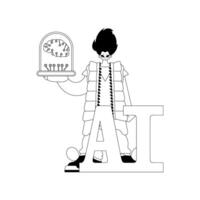 A cartoon character holding a letter i vector
