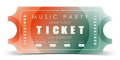 Sample ticket for entry to a musical concert. Ticket design template. Vector illustration.