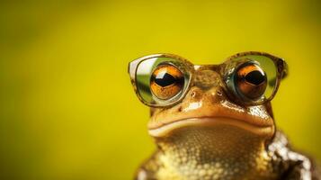 generativo ai, frio rana en elegante Gafas de sol foto