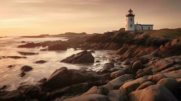 Generative AI, Guiding Beacons Capturing the Timeless Beauty of Coastal Lighthouses photo