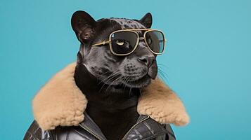 Generative AI, Sunglasses Vibes Black Panther on a Pastel Adventure photo