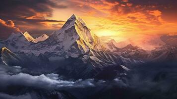Generative AI, Majestic Majesty A Captivating View of Snowcapped Peaks photo