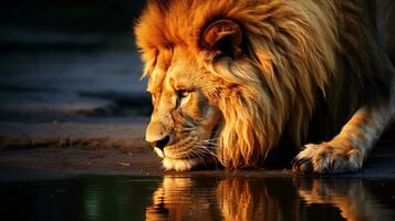 Ethereal Encounter Lion's Reflection photo