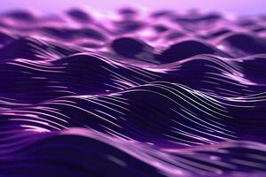 3D renders technological waves with purple, and vibrant colors. AI Generative photo