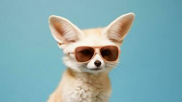 Generative AI, Cool Fennec Stylish Sunglasses on Pastel Playground photo