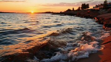 Generative AI, Tranquil Shores Embracing Seaside Serenity photo