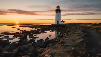 Generative AI, Guiding Beacons Capturing the Timeless Beauty of Coastal Lighthouses photo