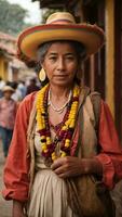 A woman celebrates Colombia festival photo