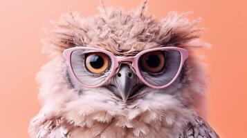 Generative AI, Cool Owl Stylish Shades on Pastel Paradise photo