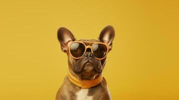 generativo ai, frio canino perro poniéndose Gafas de sol foto