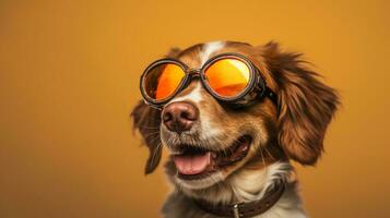 Generative AI, Cool Canine Dog Donning Sunglasses photo