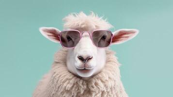 Generative AI, Cool Sheep Stylish Shades on a Pastel Playground photo