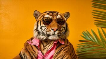 Generative AI, Cool Tiger A Majestic Feline in Stylish Shades photo