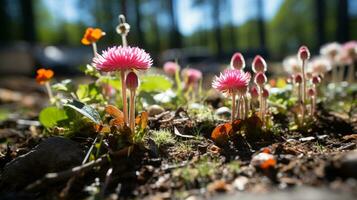 Generative AI, Nature's Tapestry A Delicate Wildflower Meadow Unveiled photo