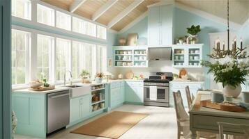 Generative AI, Seaside Serenity A Coastal Style Kitchen photo