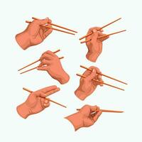 hand chopsticks set vector