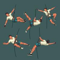 detailed rock climber set vector