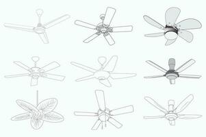 eléctrico techo ventilador con un realista resumen Arte concepto, aislado en un blanco antecedentes y fijo a un techo. vector