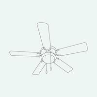 Electric ceiling fan with 5 blades abstract art concept, isolated on a background and fixed to a roof. vector