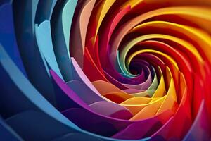 Geometric Spiral Pattern in Vibrant and Energetic Colors. A Professional Color Grading Experiment. AI Generative photo