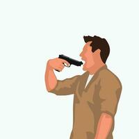 man with gun suicide vector