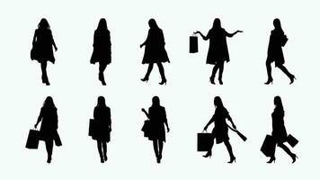 fashion woman silhouette set vector