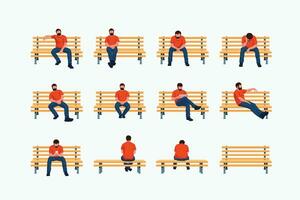 man sit on bench 01 vector