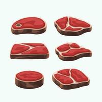 steak set on white vector