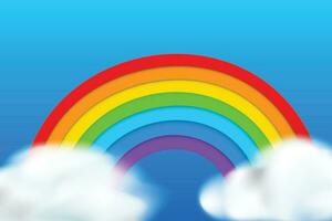 rainbow on blue background vector