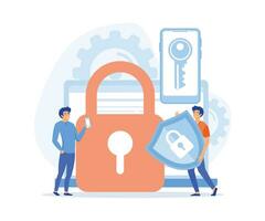 data security system concept, protected access control, privacy data protection, flat vector modern illustration