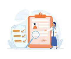 Health record concept, Medical history and health record paper for hospital doctor. flat vector modern illustration