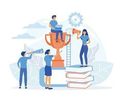 Success team concept, people celebrate success achievment, flat vector modern illustration