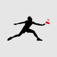 alto detalles de bádminton jugador silueta. mínimo símbolo y logo de deporte. ajuste para elemento diseño, fondo, bandera, fondo, cubrir, logotipo aislado en negro antecedentes. vector eps 10