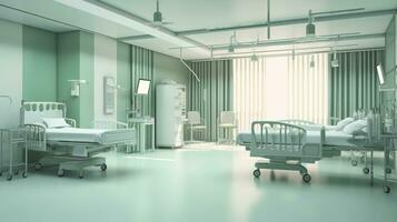 Healthcare Theme 3D Illustration of an Empty Emergency Room. AI Generative photo