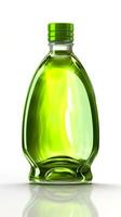 Jelly green, 3D rendering, solid color bottle. AI Generative photo