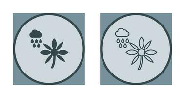 Flower with rain Vector Icon