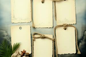 Rustic elegance Nautical rope frames blank paper, adding maritime inspired sophistication AI Generated photo
