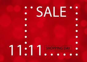 11.11 Shopping day sale poster or flyer design on color background vector