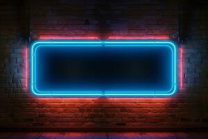 Neon-lamp casino frame adorns brick wall, capturing vintage elegance with modern flair. AI Generated photo